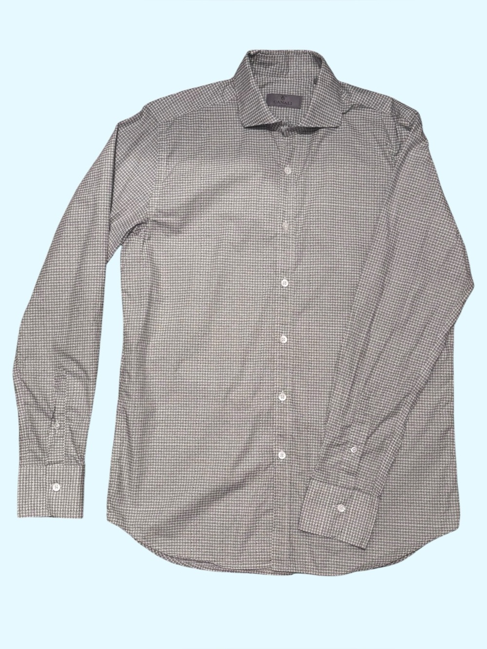 Canali Grey Micro Flower Pattern Long-Sleeve Button-Down Shirt